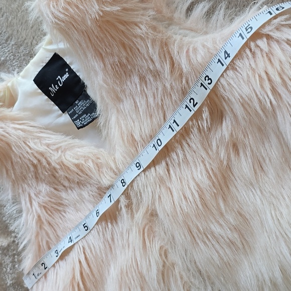 Me Jane Girls Faux Fur Sleeveless Vest Jacket White Pink Ombre - Picture 5 of 8